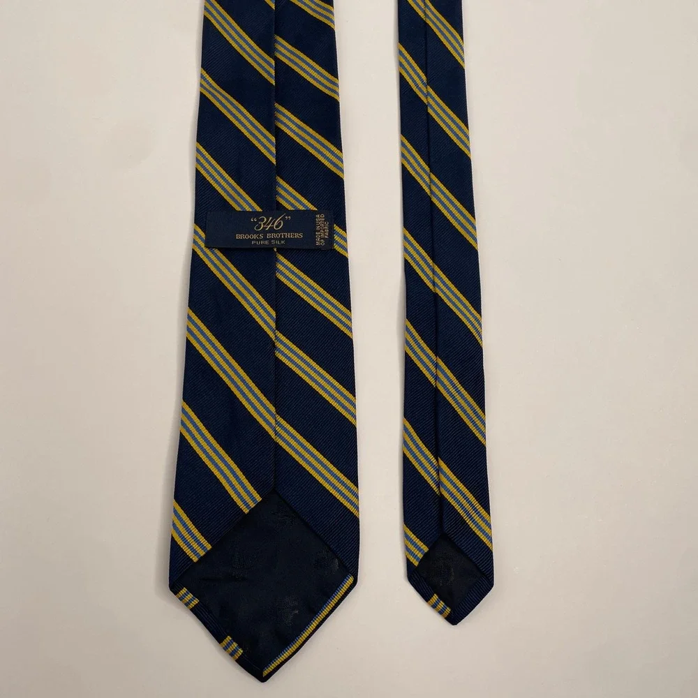 Brooks Brothers‎ 246 Silk Tie Blue Yellow Stripe Classic 3.25